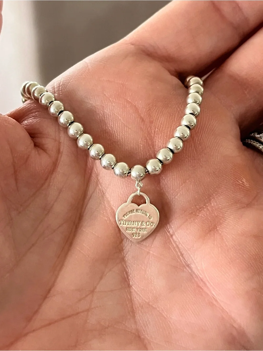 Authentic Tiffany & Co. Return to Tiffany Mini Heart Tag Bead Bracelet XS 6.25”